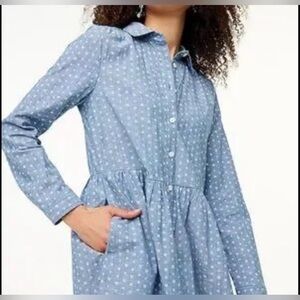 J.Crew Blue Button-Up Dress Size 14